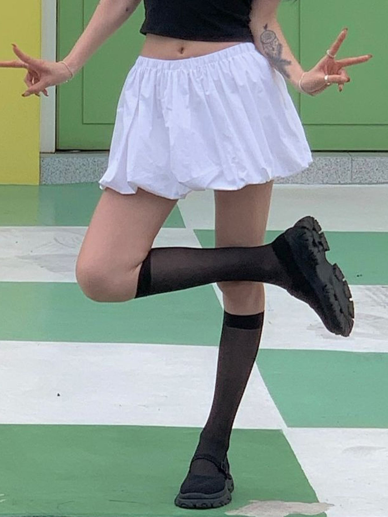 Summer Simple Style Classic Style Solid Color Cotton Polyester Above Knee Skirts