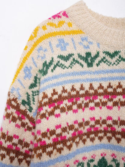 Women's Sweater Long Sleeve Sweaters & Cardigans Streetwear Flower