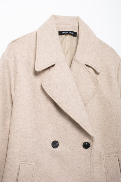 Women's Elegant Solid Color Double Breasted Coat