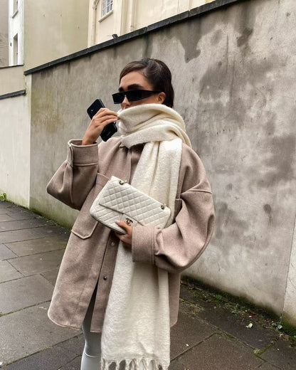 Women's Streetwear Solid Color Single Breasted Woolen Coat Woolen Coat