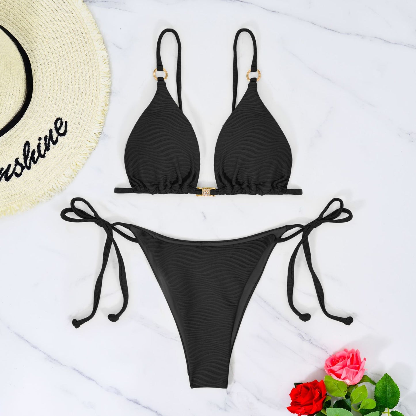 Women's Solid Color 2 Pieces Set Bikinis Swimwear