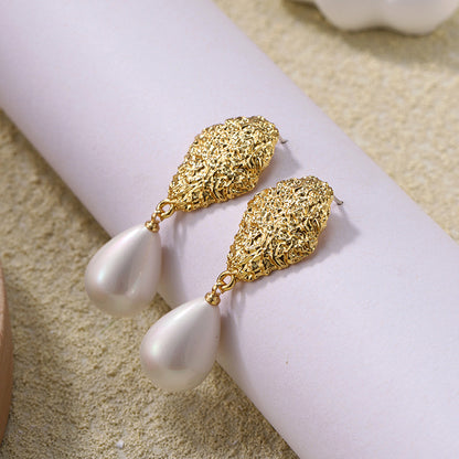 Vintage Pearl Stud Earrings with S925 Posts