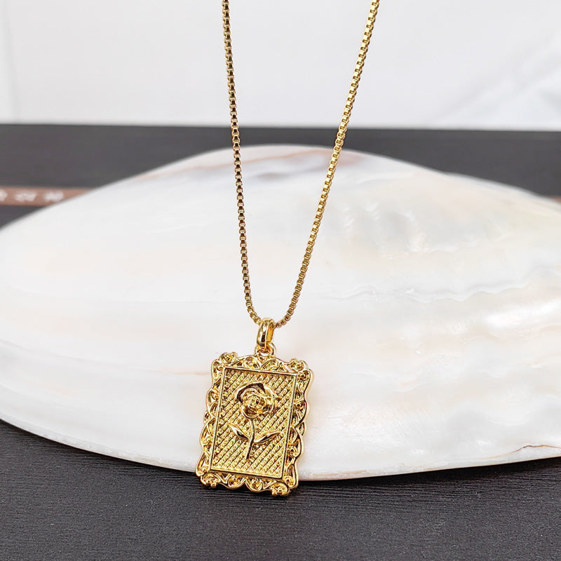Embossed Flower Pendant Necklace