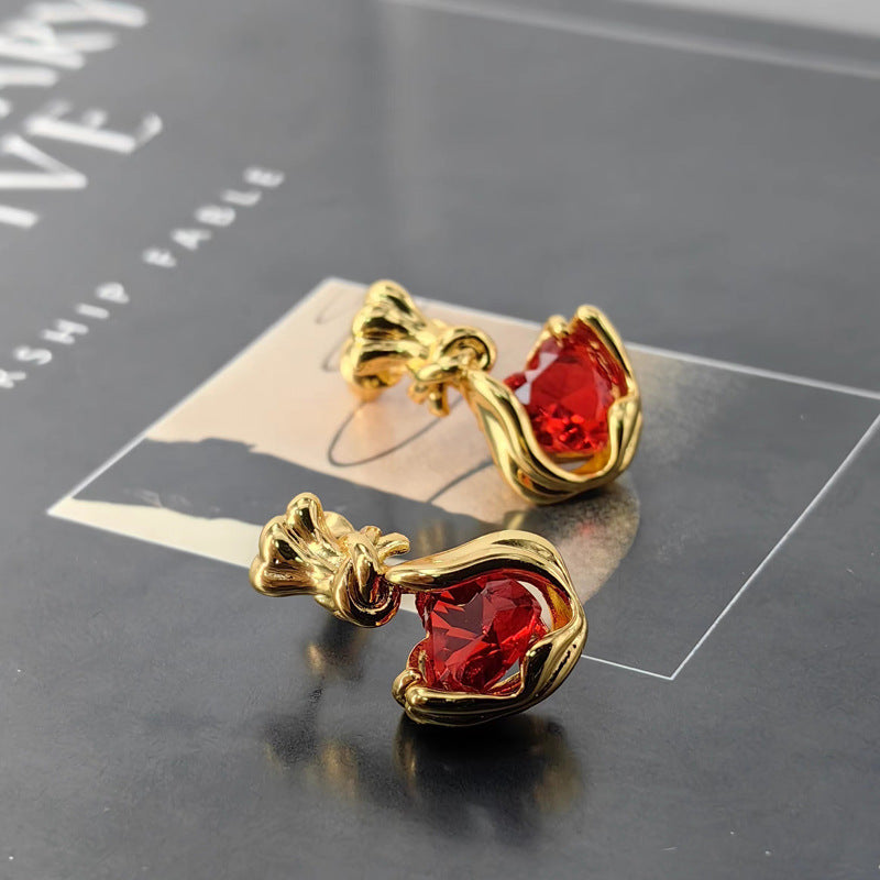French Flower Zircon Stud Earrings with S925 Posts