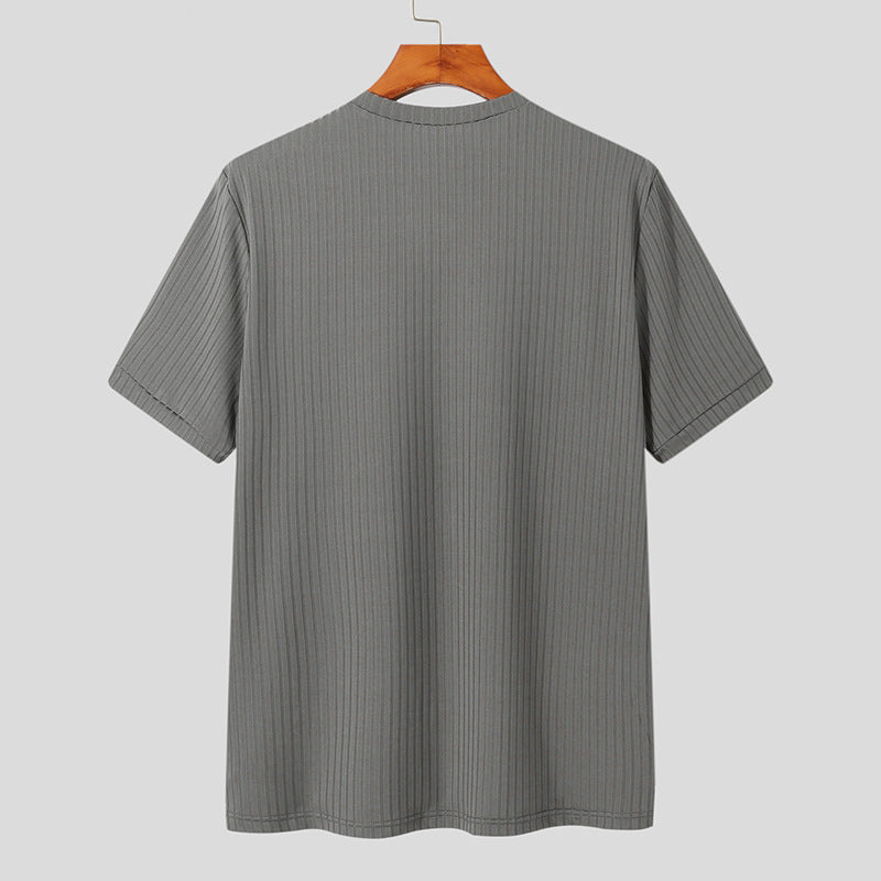 Men's Solid Color Simple Style Round Neck Short Sleeve Loose Men's T-shirt