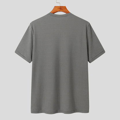 Men's Solid Color Simple Style Round Neck Short Sleeve Loose Men's T-shirt