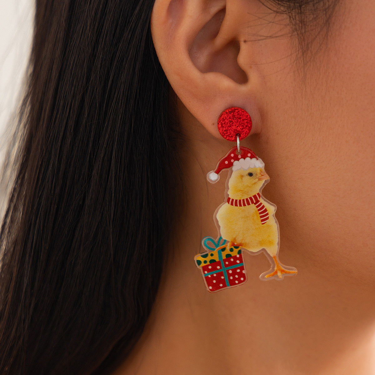 1 Pair Cute Vacation Christmas Hat Christmas Tree Elk Plating Arylic Earrings