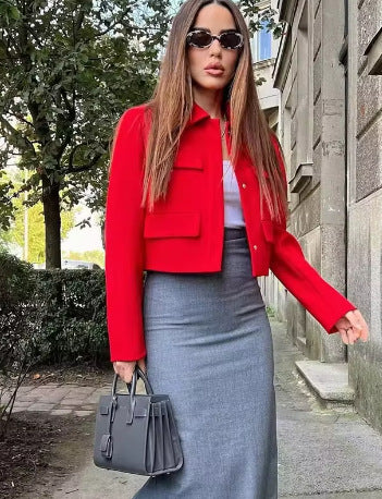 Women's Coat Long Sleeve Blazers Elegant Solid Color