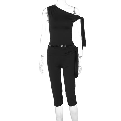 Banquet Daily Women's Casual Elegant Solid Color Spandex Polyester Pants Sets Shorts Sets
