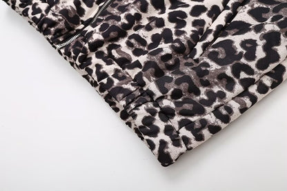 Women's Casual Leopard Zipper Coat
