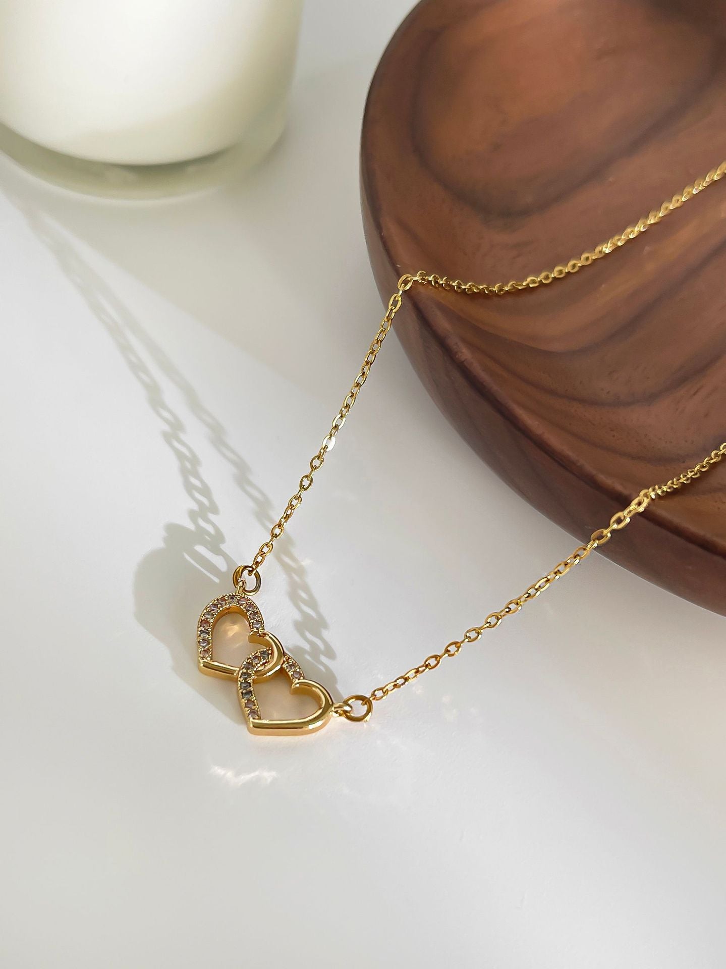 Jewelry Simple Style Heart Shape 316L Stainless Steel  18K Gold Plated Pendant Necklace