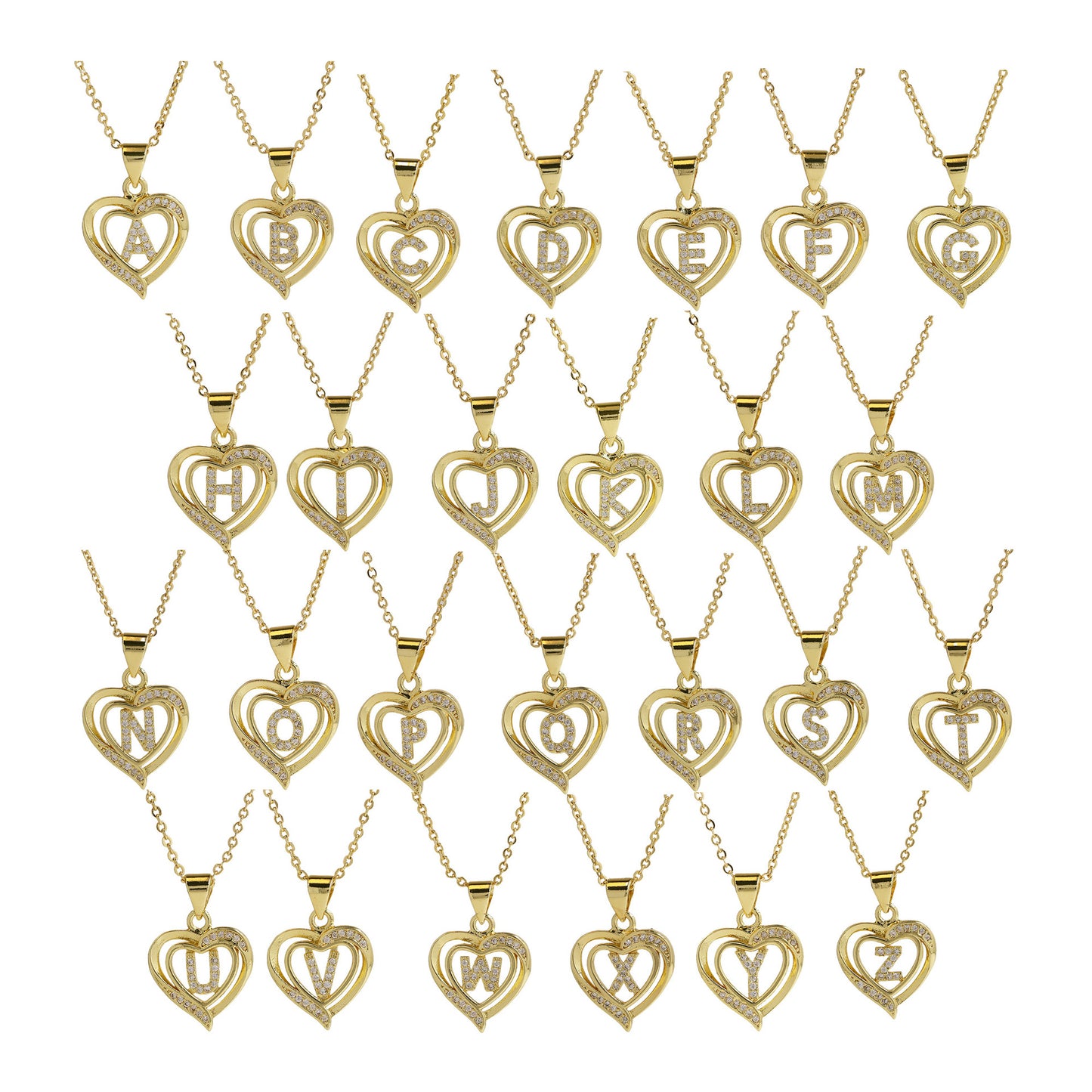 Brass cable chain Plating Letter Heart Shape Pendant Necklace
