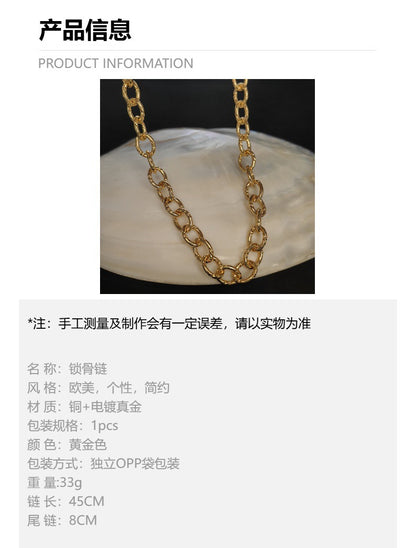 铜镀真金18K欧美风项链炫酷说唱吊坠配饰保色金链子古巴链嘻哈链