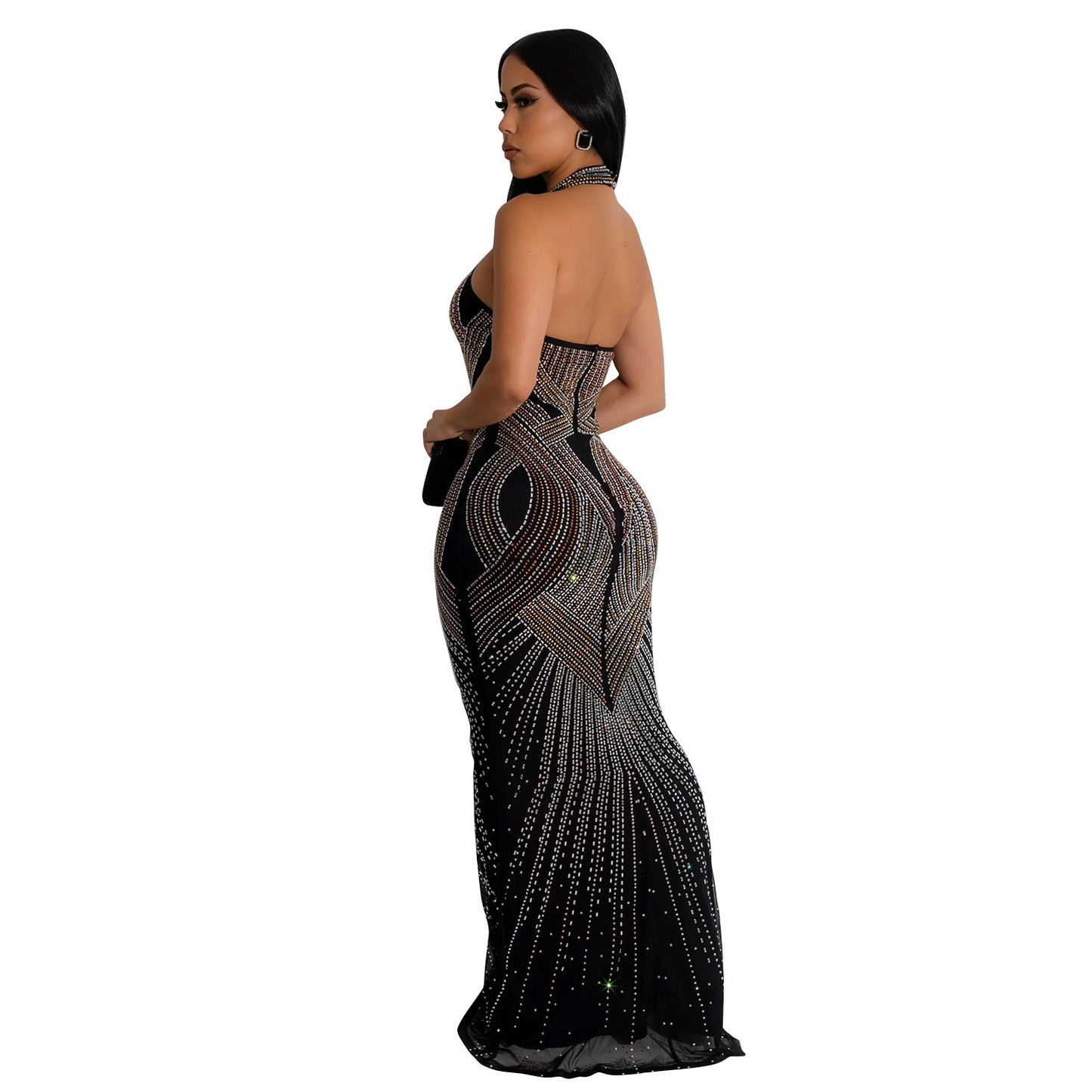 Women's Sheath Dress Elegant Halter Neck Sleeveless Solid Color Maxi Long Dress Cocktail Party