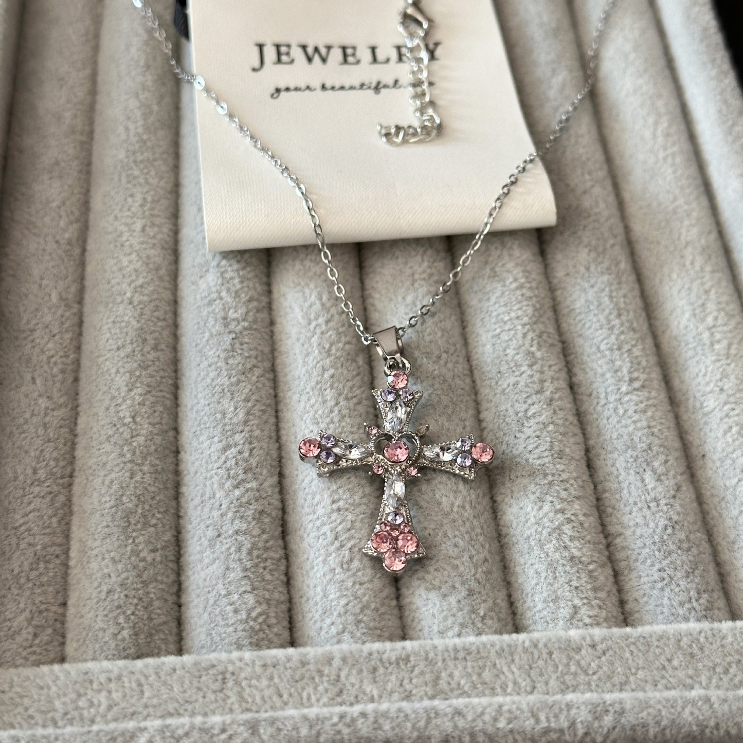 IG Style Shiny Cross Heart Shape Rhinestones Alloy cable chain Pendant Necklaces