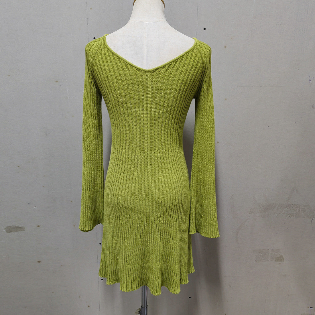 Women's Sheath Dress Simple Style V Neck Long Sleeve Solid Color Above Knee Holiday