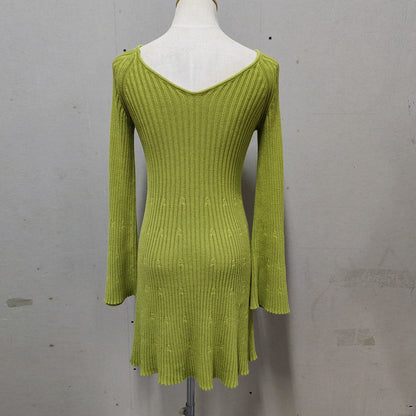 Women's Sheath Dress Simple Style V Neck Long Sleeve Solid Color Above Knee Holiday