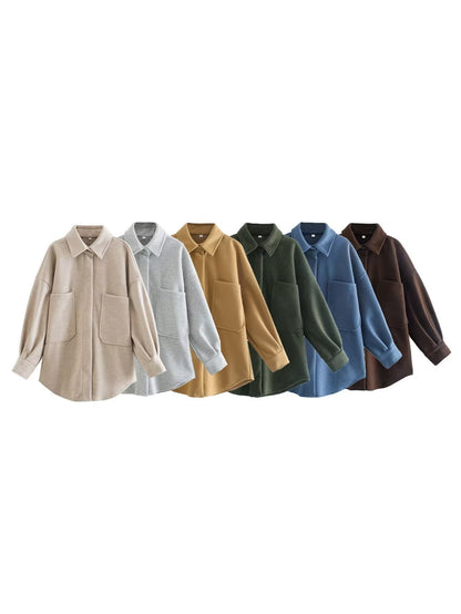 Women's Streetwear Solid Color Single Breasted Woolen Coat Woolen Coat