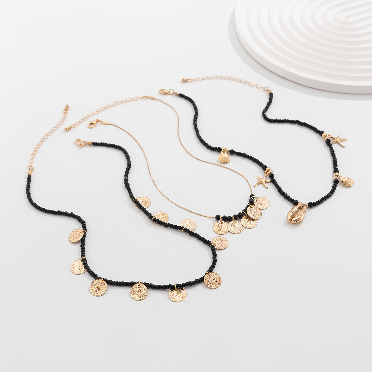 Vacation Pastoral Geometric Alloy Seed Bead Beaded Chain Layered Necklaces