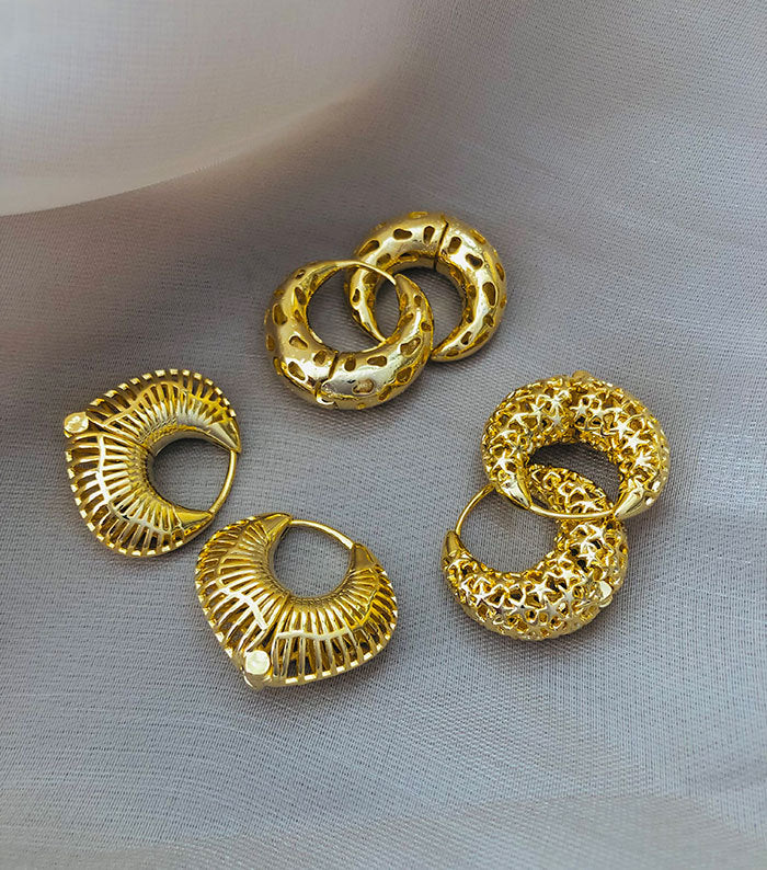 1 Pair Streetwear Star Copper 18K Gold Plated Earrings