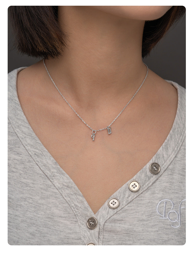 S925 Sterling Silver European and American New 26 Letter Pendant Couple Bracelet Necklace Name English Pendant DIY Ornament Accessories