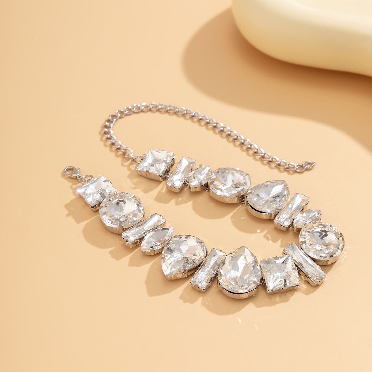 Glam Exaggerated Geometric Water Droplets Rhinestones Rhinestone Iron Tennis Chain Choker