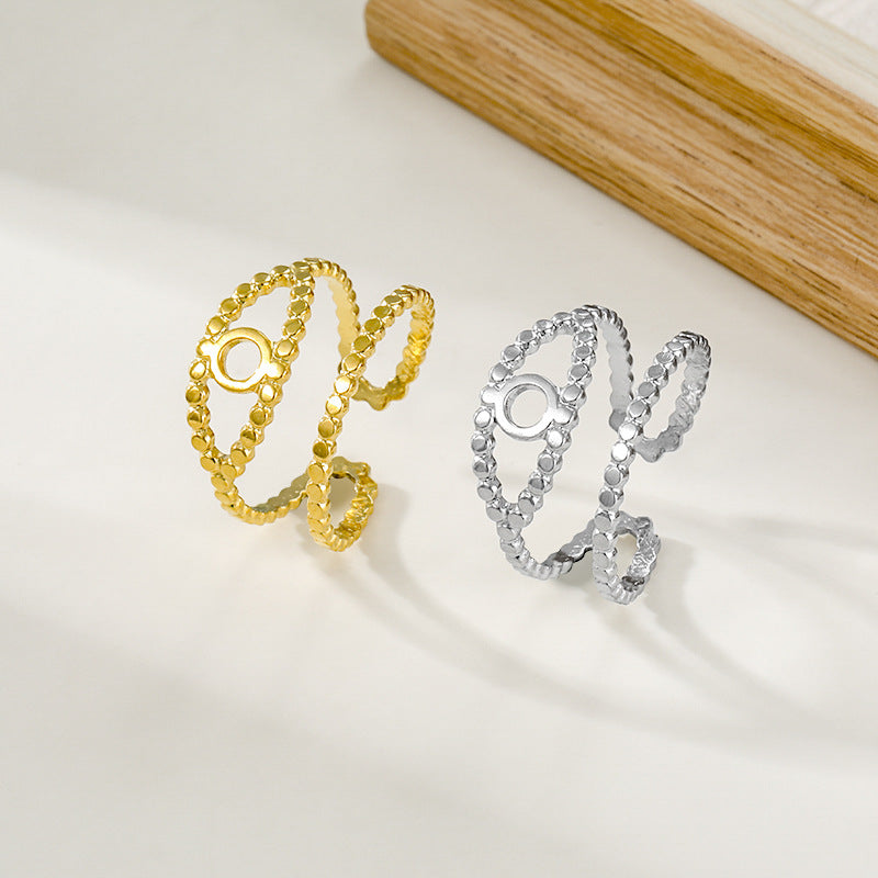 Jewelry Elegant Leaves Flower Titanium Steel Open Rings