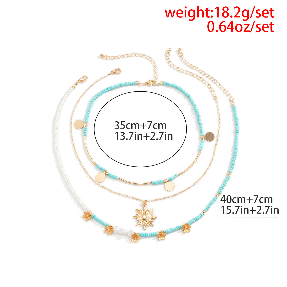 Vacation Pastoral Geometric Alloy Seed Bead Beaded Chain Layered Necklaces