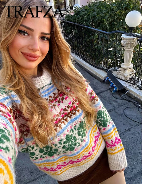 Women's Sweater Long Sleeve Sweaters & Cardigans Streetwear Flower