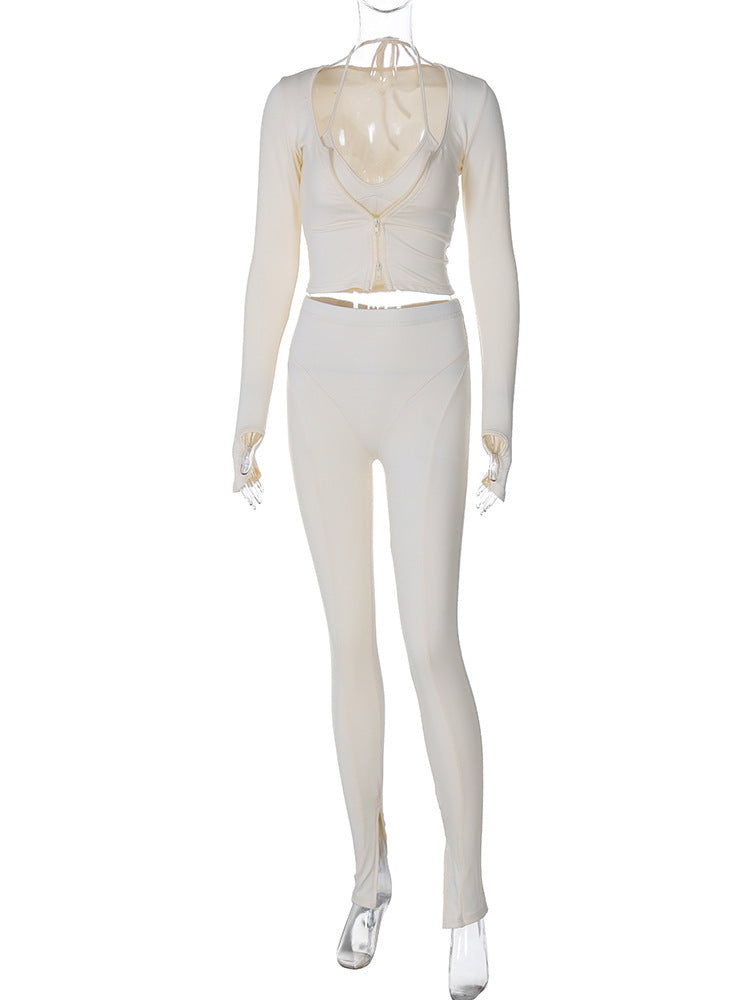 Banquet Daily Women's Elegant Solid Color Spandex Polyester Pants Sets Pants Sets