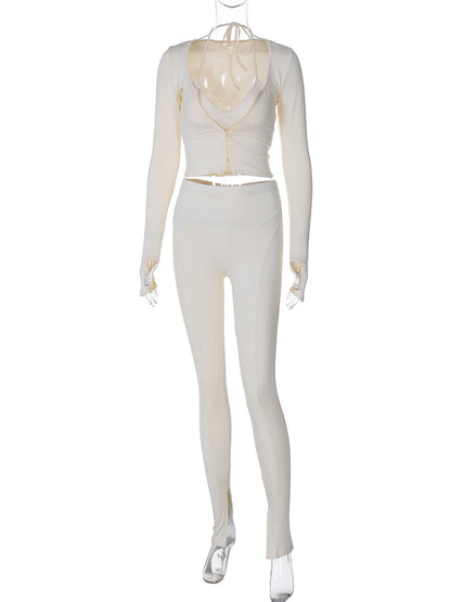 Banquet Daily Women's Elegant Solid Color Spandex Polyester Pants Sets Pants Sets