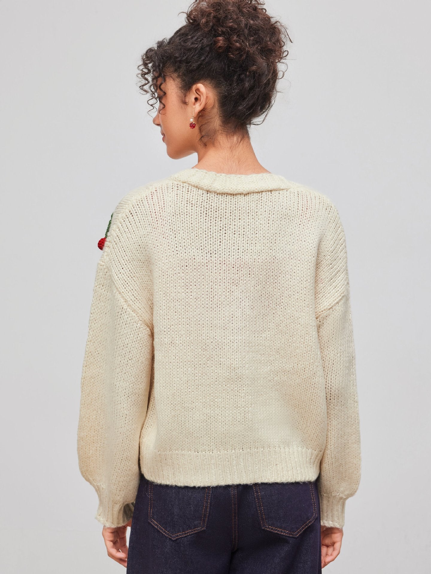 Women's Sweater Long Sleeve Sweaters & Cardigans Vacation Simple Style Cherry