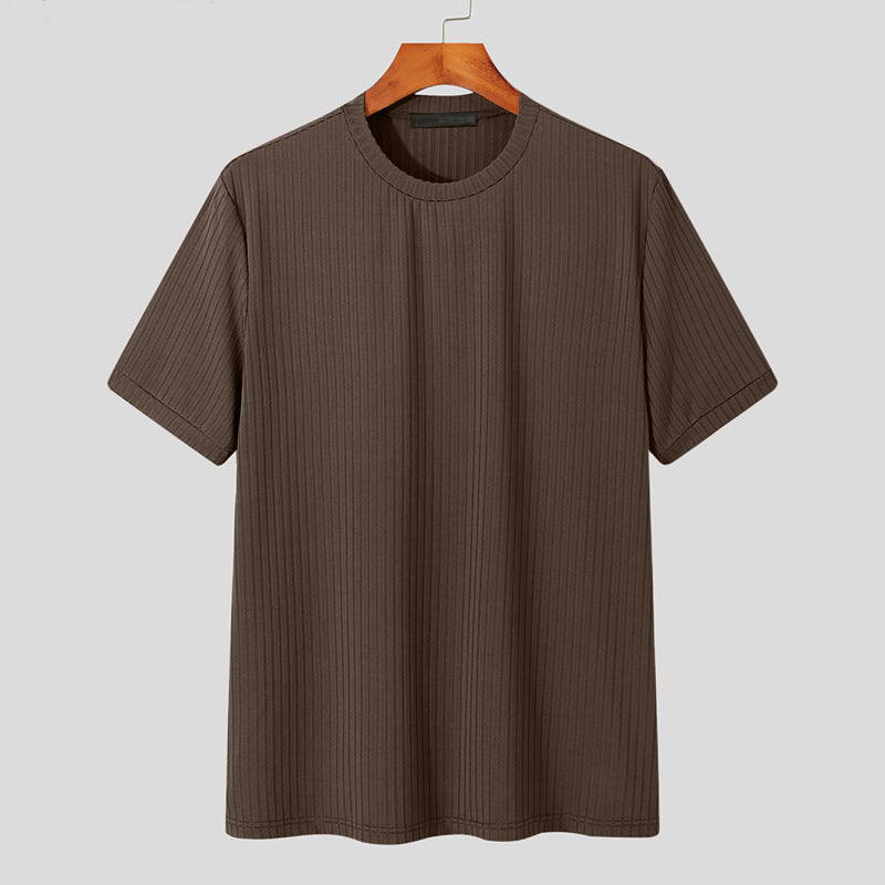 Men's Solid Color Simple Style Round Neck Short Sleeve Loose Men's T-shirt