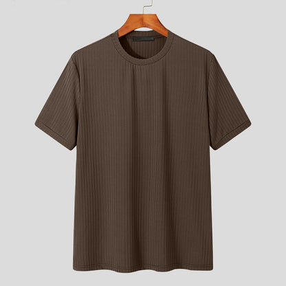Men's Solid Color Simple Style Round Neck Short Sleeve Loose Men's T-shirt