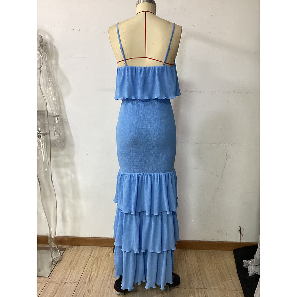 Women's Sheath Dress Elegant Strap Sleeveless Solid Color Maxi Long Dress Holiday