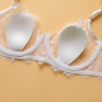 Solid Color Lace Bras Sexy Push Up Side Breast Reduction Bra