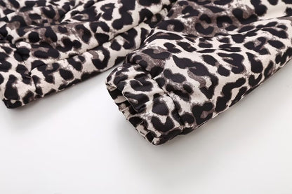 Women's Casual Leopard Zipper Coat