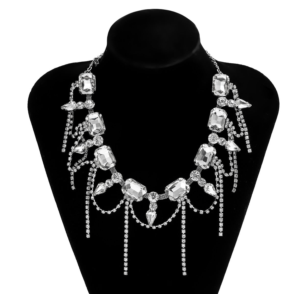 Glam Exaggerated Geometric Water Droplets Rhinestones Rhinestone Iron Tennis Chain Choker