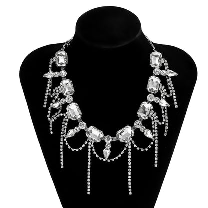 Glam Exaggerated Geometric Water Droplets Rhinestones Rhinestone Iron Tennis Chain Choker