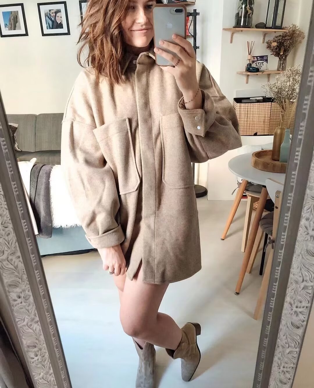 Women's Streetwear Solid Color Single Breasted Woolen Coat Woolen Coat