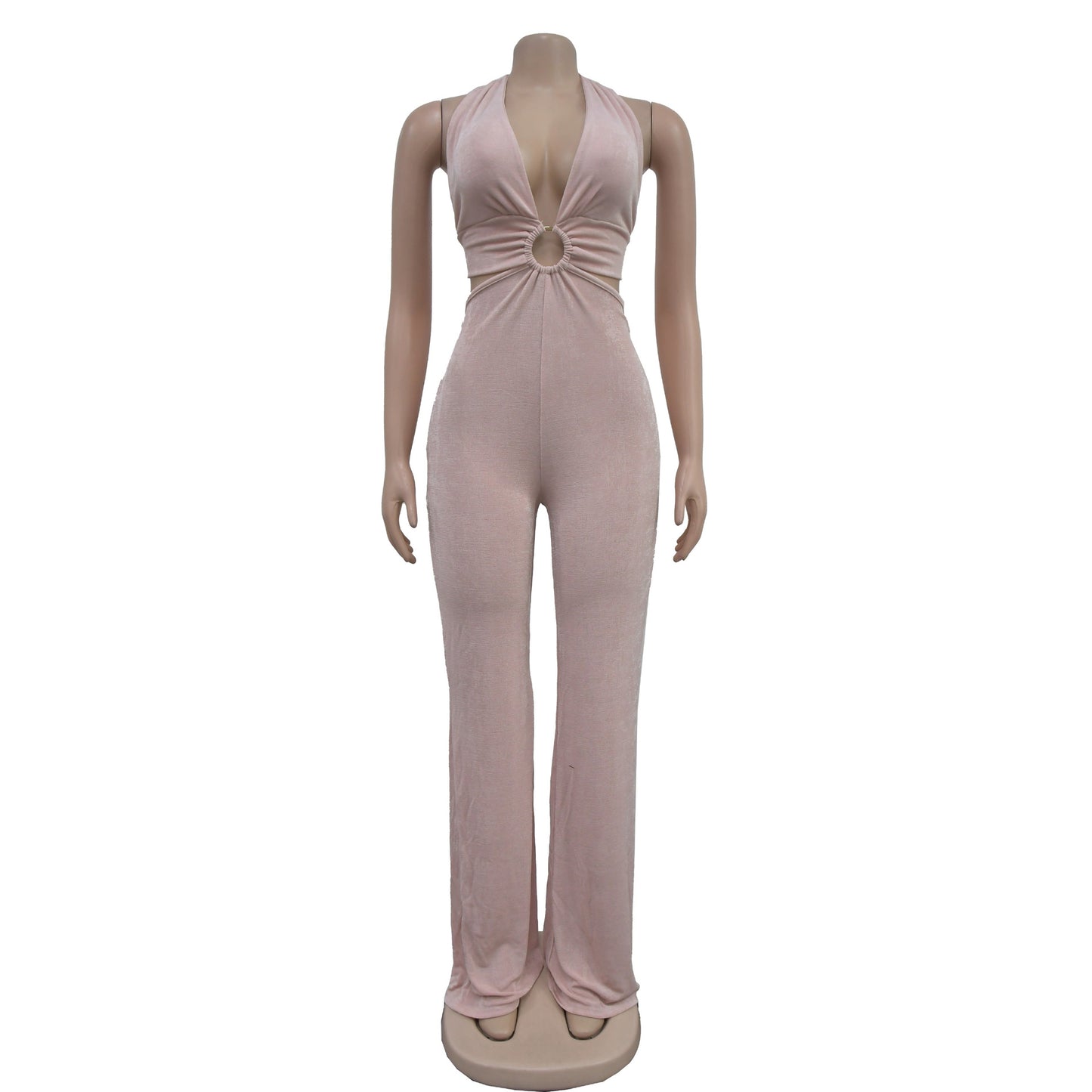 Women's Holiday Banquet Sexy Solid Color Full Length Jumpsuits