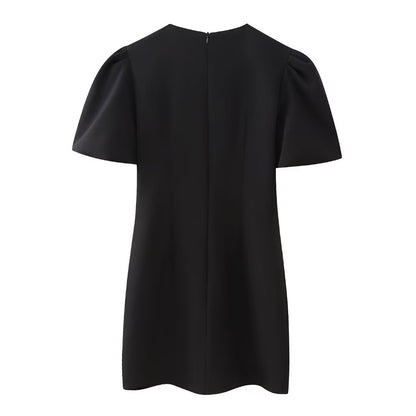 Women's Sheath Dress Vacation Simple Style Round Neck Bowknot Short Sleeve Bow Knot Above Knee Holiday Daily
