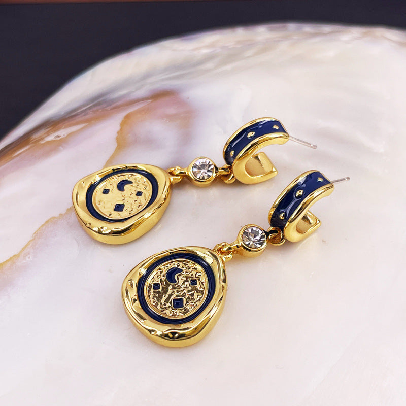 Blue Starry Night Stud Earrings with S925 Posts