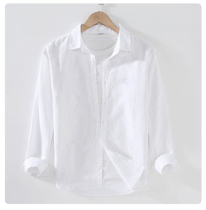 Men's Solid Color Casual Business Shirt Collar Long Sleeve Slim Men's Tops
