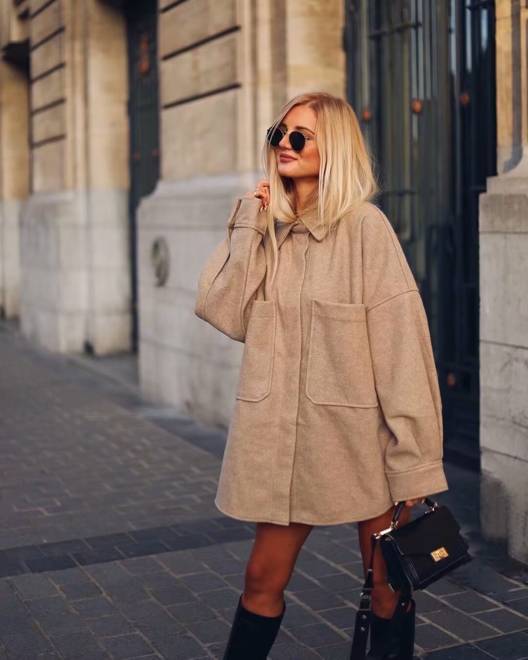 Women's Streetwear Solid Color Single Breasted Woolen Coat Woolen Coat