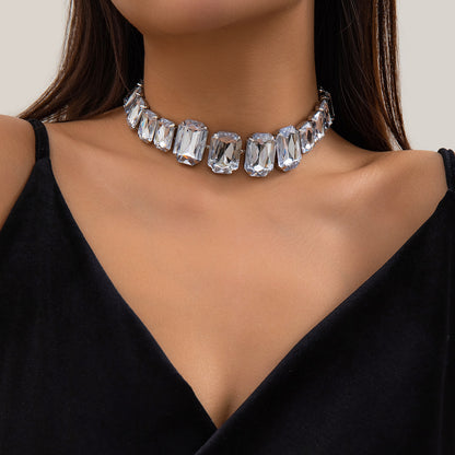 Glam Exaggerated Geometric Water Droplets Rhinestones Rhinestone Iron Tennis Chain Choker