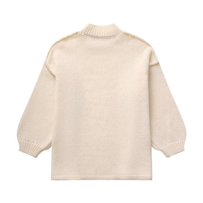 Women's Sweater Long Sleeve Sweaters & Cardigans Elegant Simple Style Solid Color