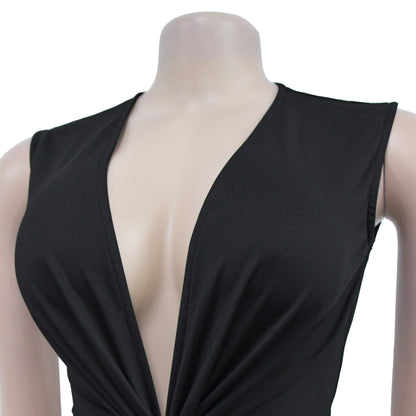 Women's Sheath Dress Elegant Deep V Thigh Slit Sleeveless Solid Color Maxi Long Dress Banquet