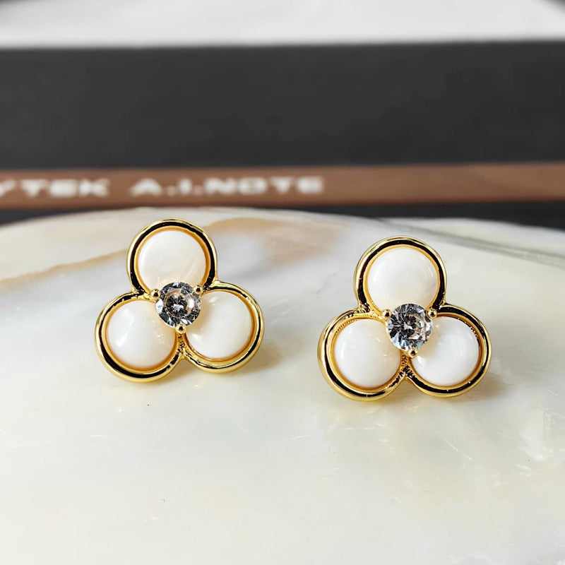 Shell Petal Stud Earrings with S925 Posts