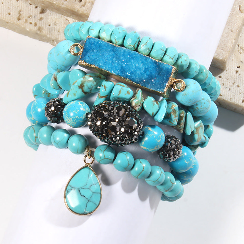 Vintage Style Bohemian Geometric natural stone Glass Beaded Chain Bracelets In Bulk Natural Stone Bracelet